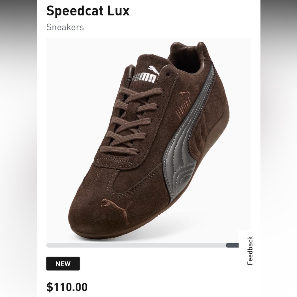 Puma  Woman’s Brown Suede Sneaker with Gray Formstrip, no box,